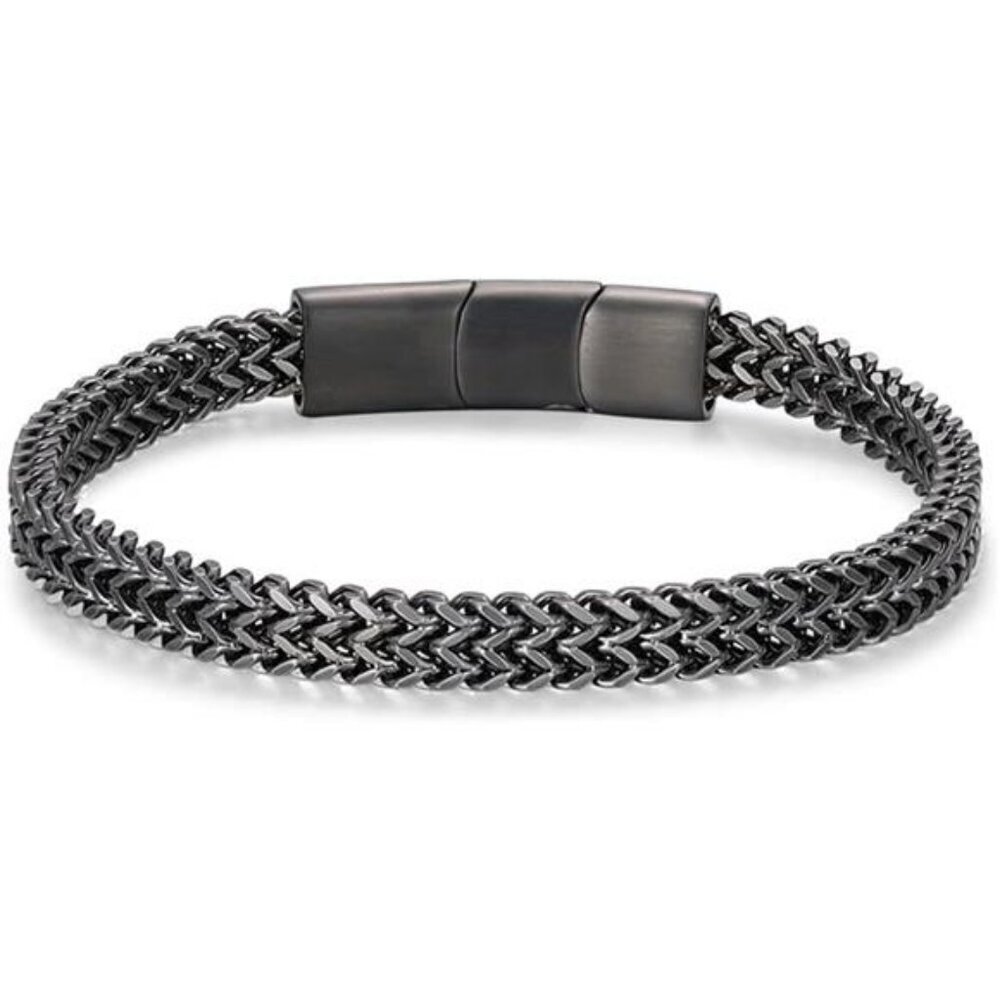 Mens Stainless Steel Franco Chain Bracelet Magnetic Clasp Silver Jewelry